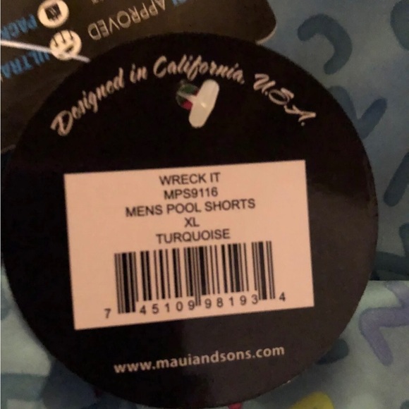 MAUI and SONS Mens Swim Shorts Size XL With Attached Shorts Lining Pull On New - Picture 6 of 7